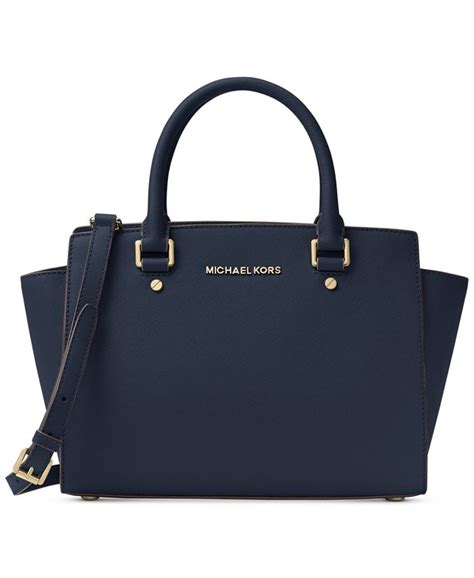 denim blue selma leather satchel michael kors macys|MICHAEL Michael Kors Selma Medium Satchel .